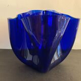 Luigi Massoni handkerchief vase for Guzzini in blue plexiglass