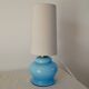 Lamp with blue opaline feet and textured conical lampshade 60s-70s