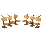 Six vintage mid-century modern folding stadium seats with new bases.