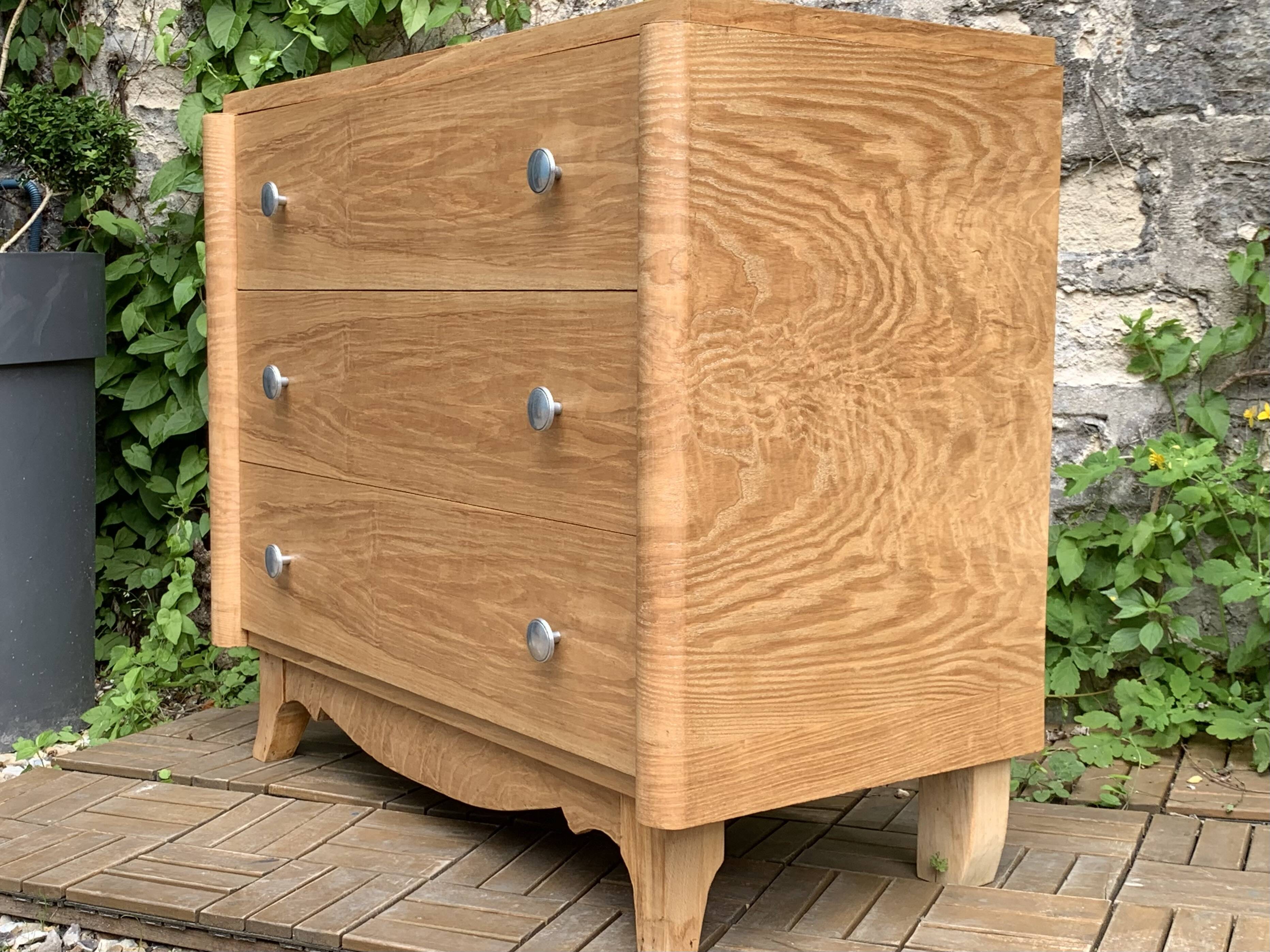 Raw oak art deco chest of drawers
