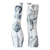 Pair of modernist nude figurative vases in porcelain by Sargadelos.