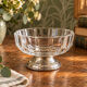 Small Art Deco glass bowl with facets & silver-plated metal.
