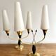 Pair of brass and opaline lamps from the 1950s.