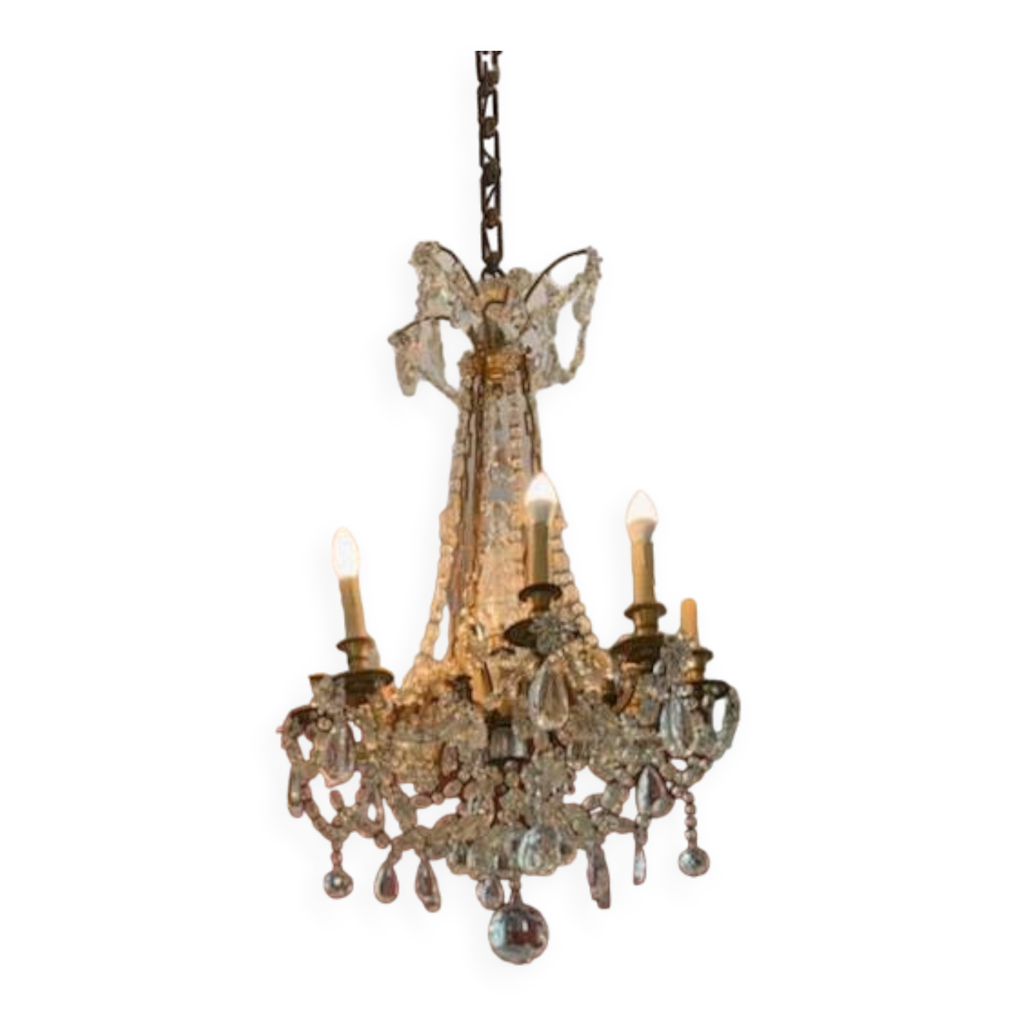 Old large chandelier with baccarat crystal tassels