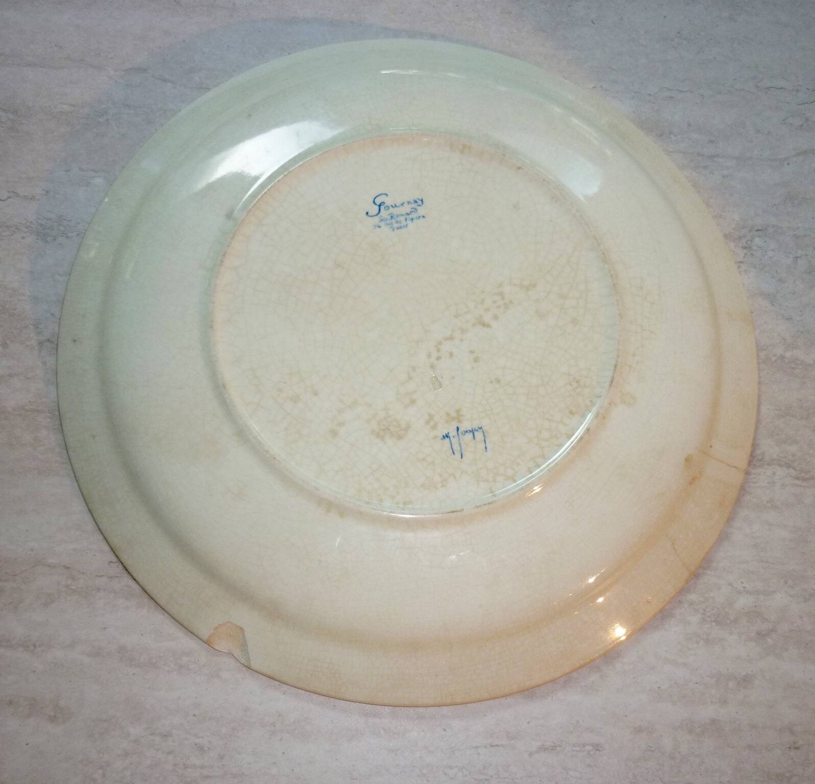 Round dish 32.5 cm Gournay signed M. Goupy for MAISON ROUARD