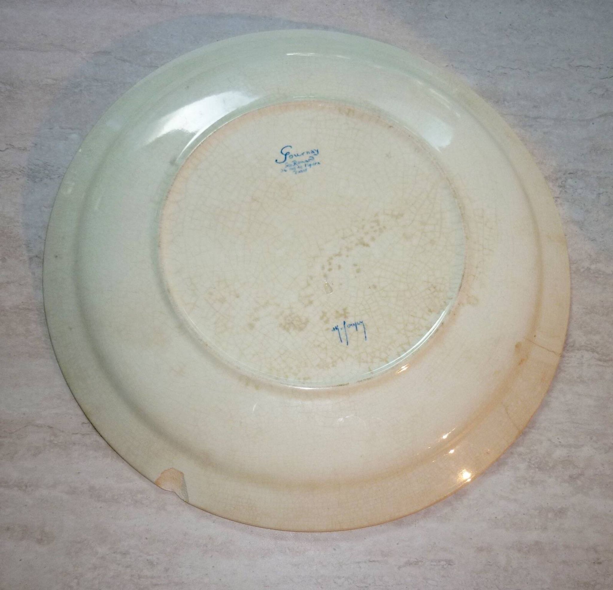 Round dish 32.5 cm Gournay signed M. Goupy for MAISON ROUARD