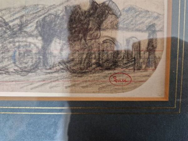 Maximilien Luce (1858-1941) - Dessin au fusain, pierre noire - Cheval