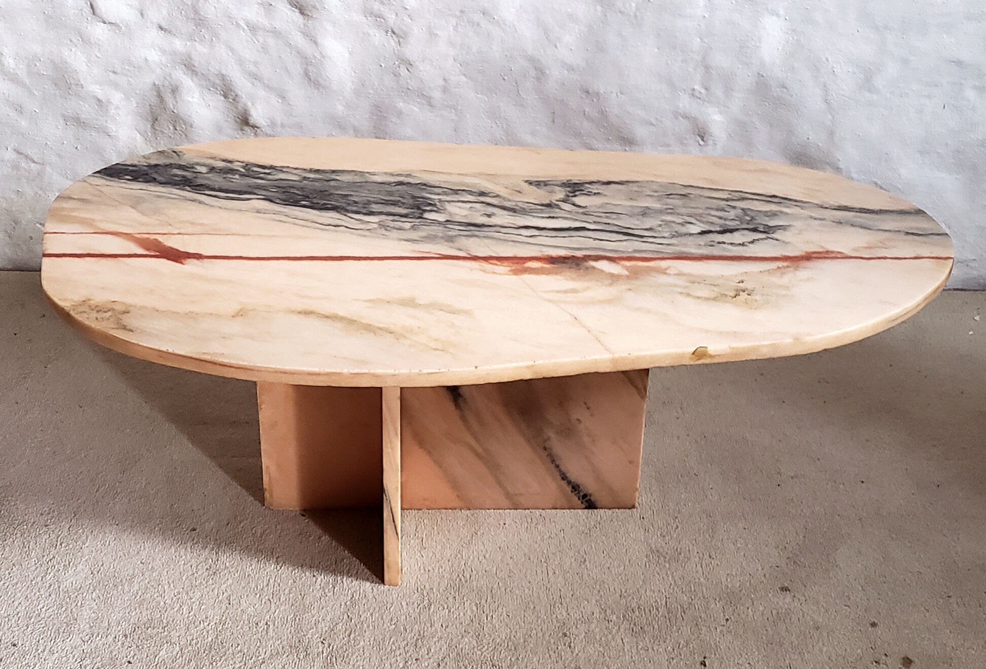 Veined pink marble coffee table
