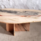 Veined pink marble coffee table