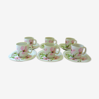 Set of six vintage cups for espresso: Lourioux in Foey