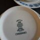 2 white cups + saucers with Luneville blue decor