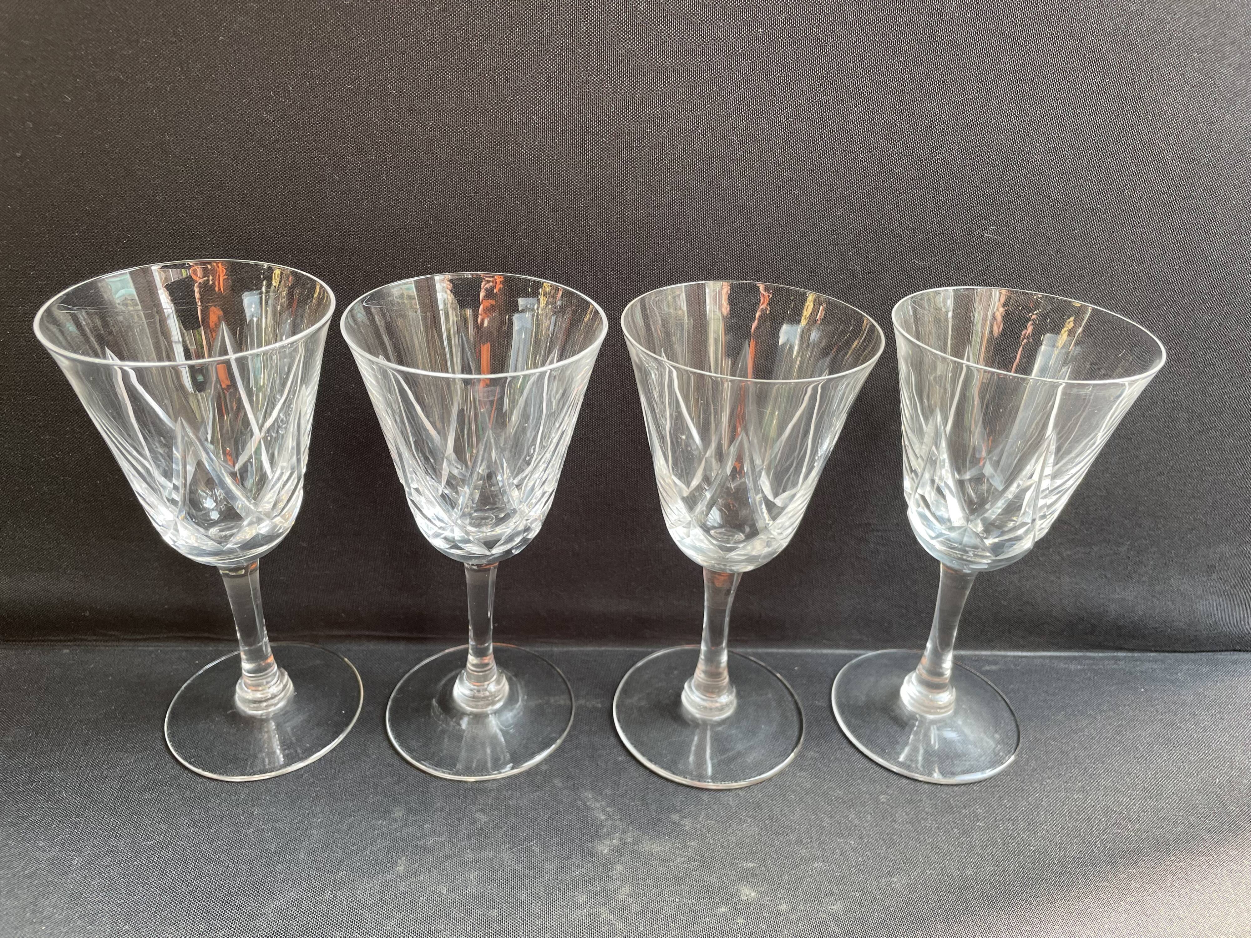 4 Cut Crystal Wine Glasses