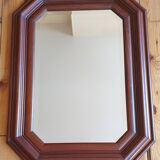 Large beveled mirror in cherry wood frame