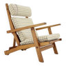 Rare Hans J. Wegner Oak Reclining Lounge Chair Modèle AP71, Danemark 1968