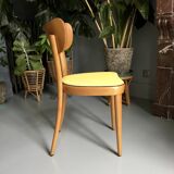6 yellow and wood Thonet chairs