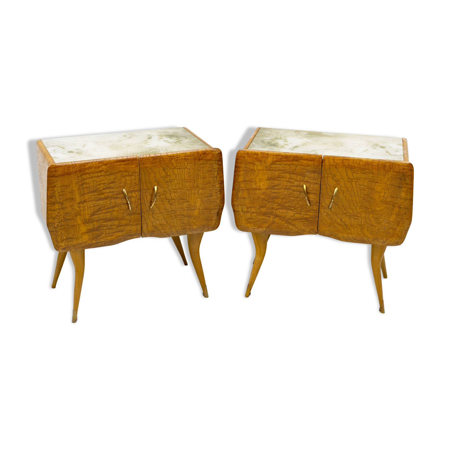 Pair of Mid-Century Style Beech and Chestnut Burl Bedside Tables, 1950s
