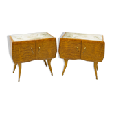 Pair of Mid-Century Style Beech and Chestnut Burl Bedside Tables, 1950s