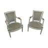Paire de fauteuils laqués de style Louis XVI