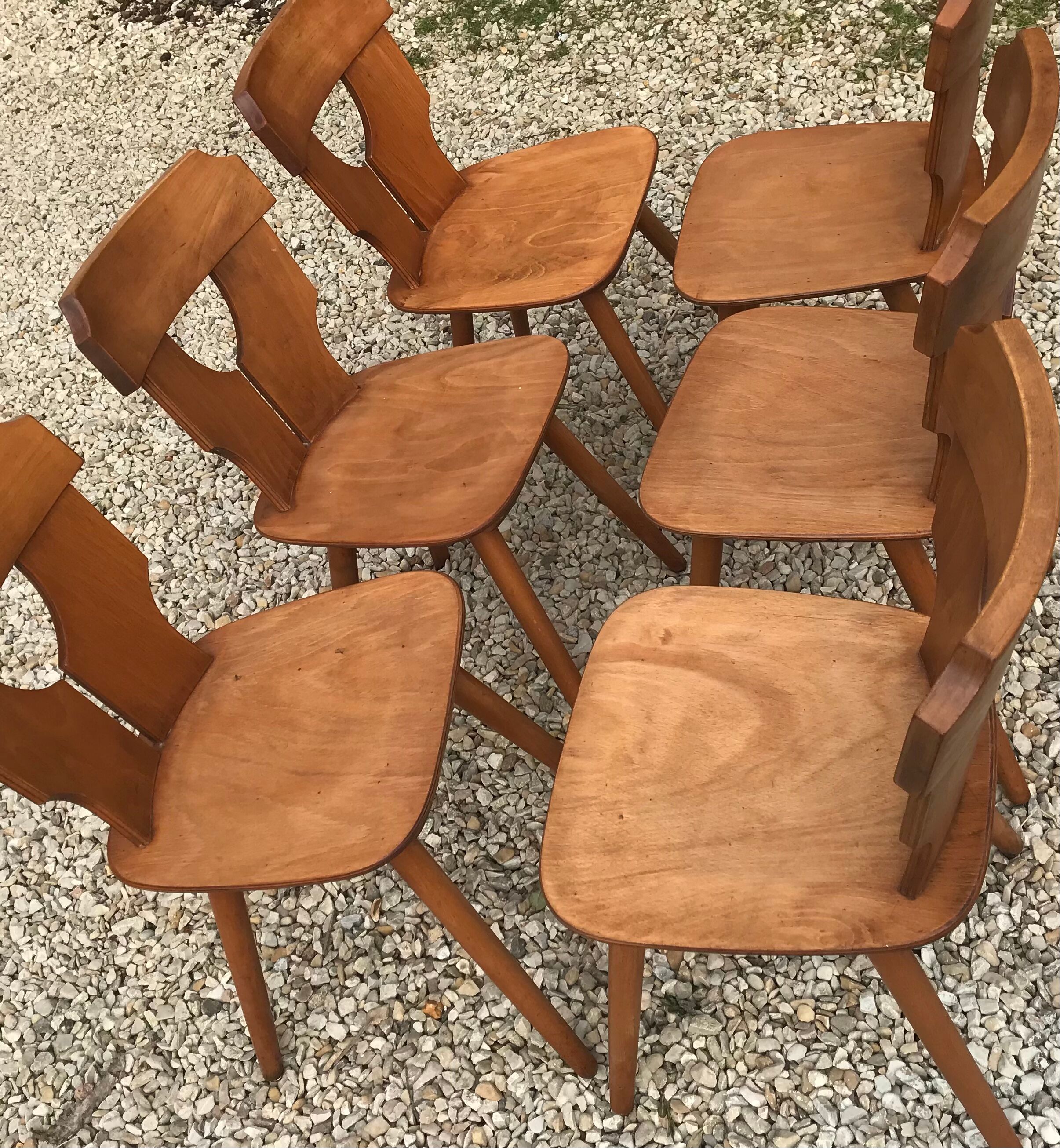 Set of 6 vintage brutalist chairs 1960-1980