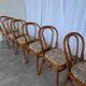 Ensemble de 6 chaises de salle à manger Thonet en bois courbé avec assise en tissu / Années 1970 Mid-Century Bistr