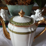 Cafetière et pot à lait vert et or style Empire
