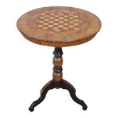 Table d'appoint en noyer ancien marqueté, Italie, 19e siècle