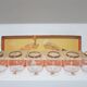Set of 6 cognac glasses, clear glass, gilding / Austria / 1960s.