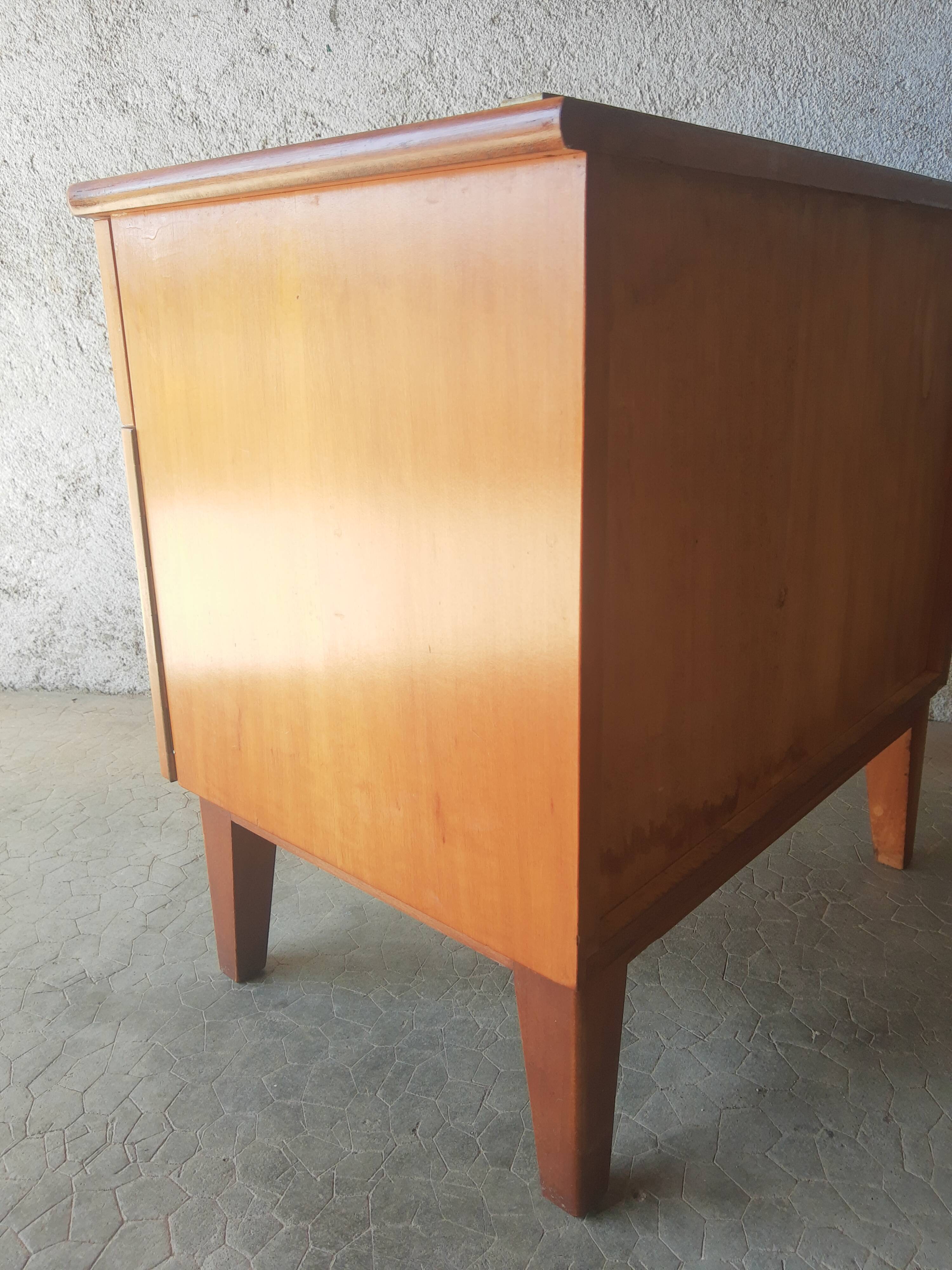 Vintage 70s light wood bedside table
