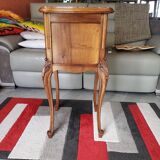 Antique walnut and marble bedside table