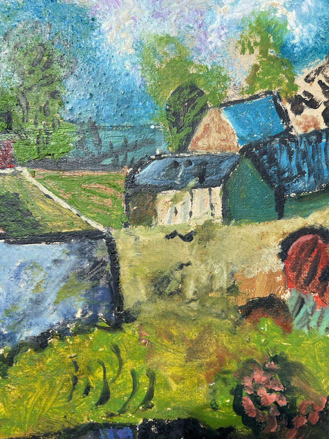 Table painting old landscape Saint Cloud expressionist