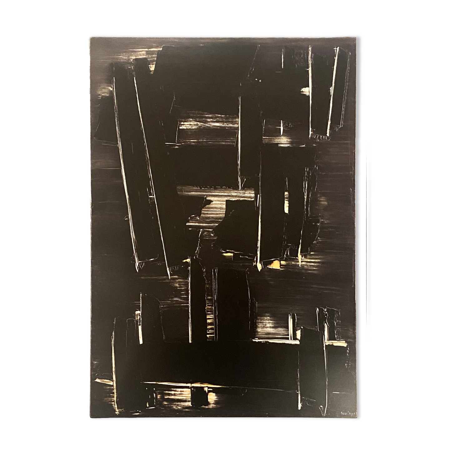 Pierre Soulages, offset printing after an oil on canvas, musée soulages, rodez