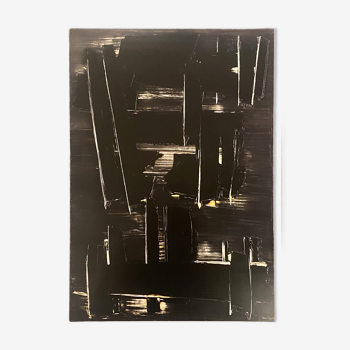 Pierre Soulages, offset printing after an oil on canvas, musée soulages, rodez