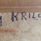 Russian school painting by Eugene Krilov "Lively village view"