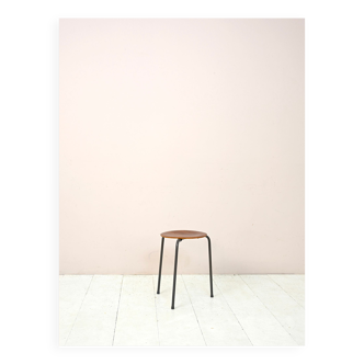 Vintage stool with teak seat