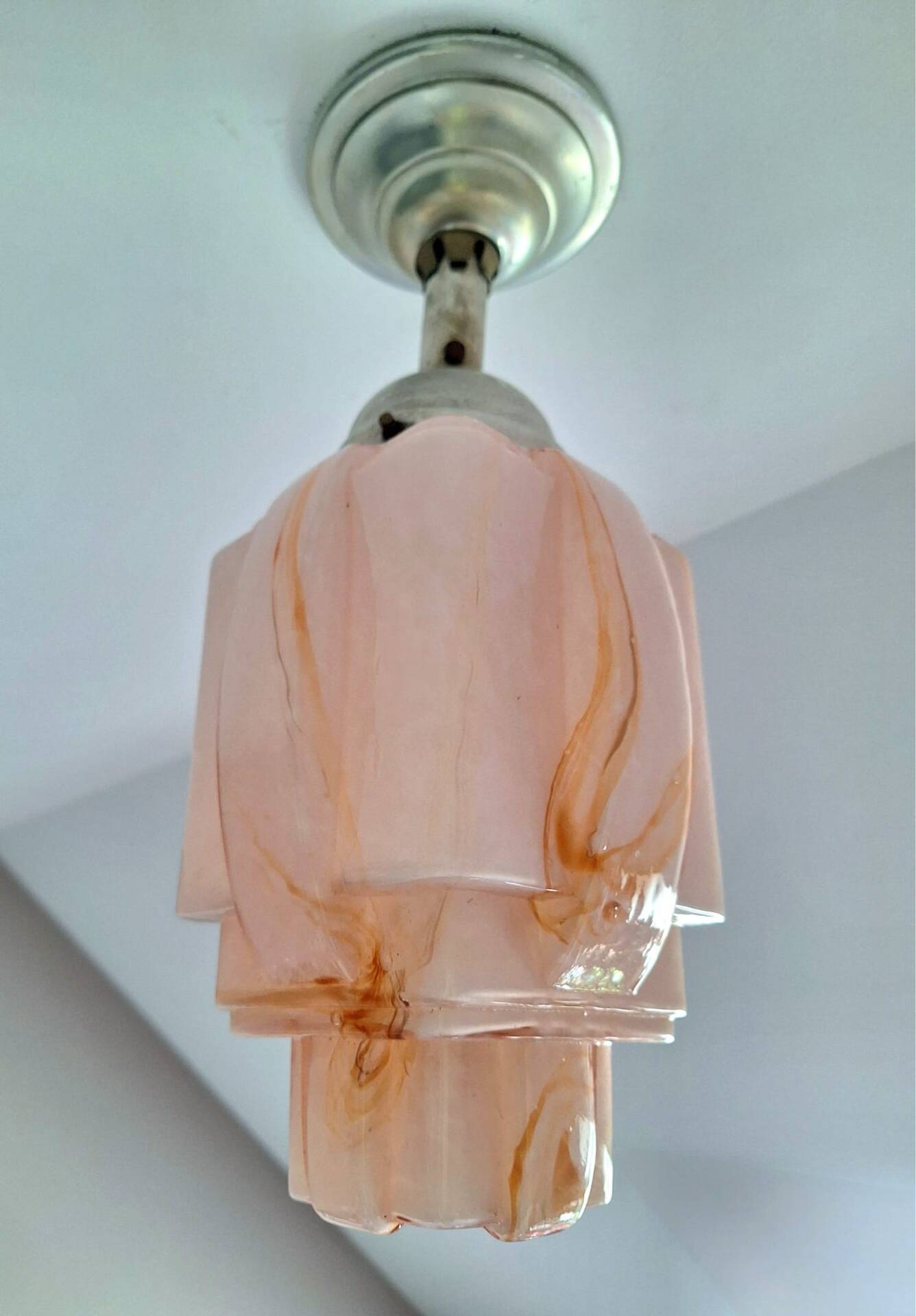 Art Deco chandelier, antique light fixture, pendant light.