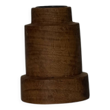 Circular teak monoxyle candlestick, pyramidal with a high central part H7 D5.