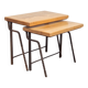 Brutalist Cast Iron and Oak Nesting Tables, 1970s, Set of 2