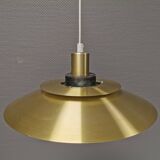Gold lacquered aluminum hanging lamp from Danish JEKA (closed in the early 90s) model Opus 8037-H
