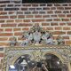 mirror in gray and gold patinated wood with loves