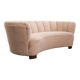 Danish curved banana sofa in a powder pink wool fabric, 1940s