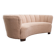 Danish curved banana sofa in a powder pink wool fabric, 1940s