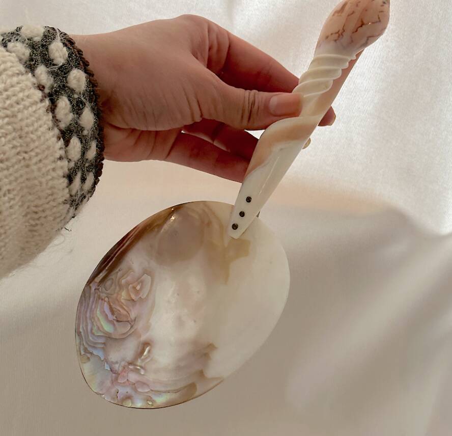 1920 French Antique Mother of Pearl and Shell Large Spoon