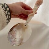 1920 French Antique Mother of Pearl and Shell Large Spoon