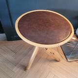 Vintage side table, end table with faux leather top