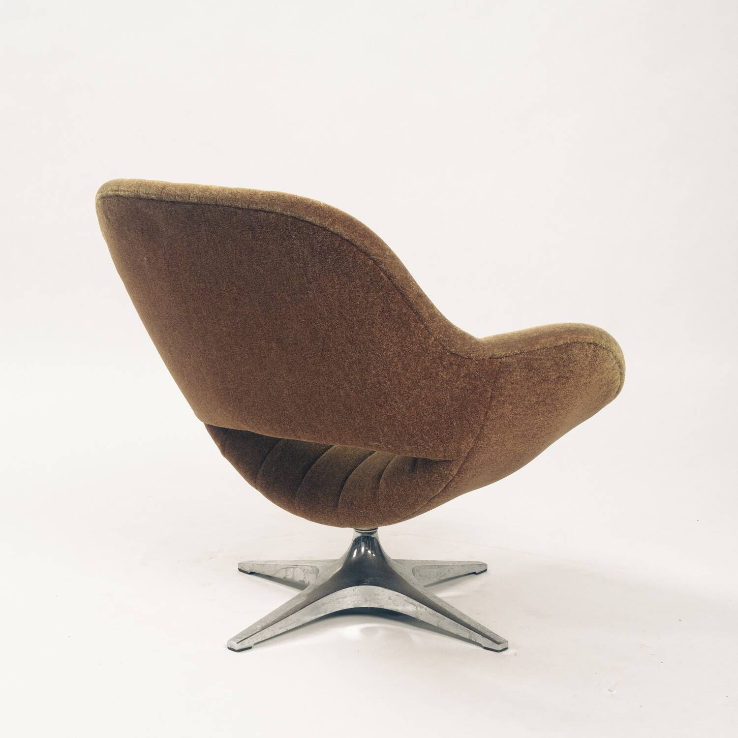 Fauteuil pivotant Space Age en mohair vert marron, années 1960