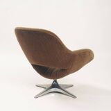 Space Age easy swivel chair green brown mohair, 1960s