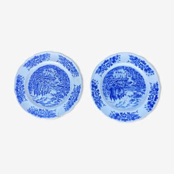 Set of 2 plates Porcelain Pyroblan Decor Castle