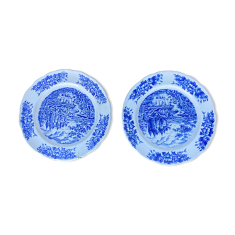 Set of 2 plates Porcelain Pyroblan Decor Castle