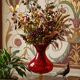 Vintage blown glass vase with "controlled" bubbles in red and yellow, 1960s-1970s.
