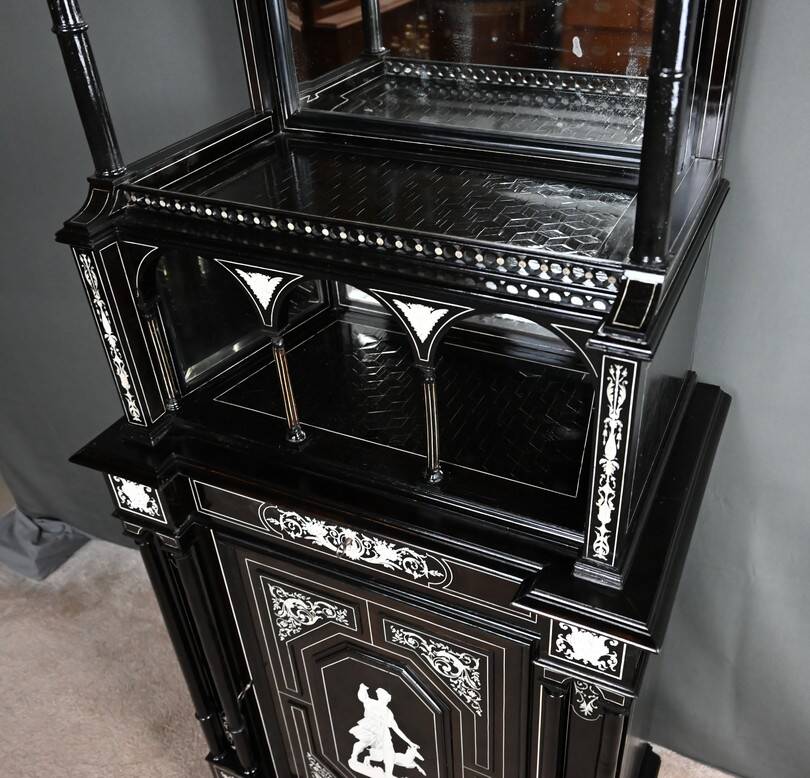 Display Cabinet in Blackened Pear Wood, Napoléon III period – 2nd half of the 19th century
